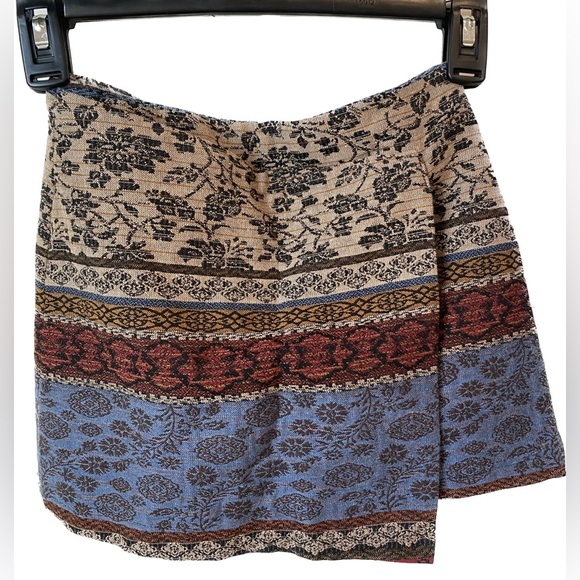 NWT Zara Taupe Brown Jacquard Girl Wrap Style Skirt Size:8 - Picture 2 of 10